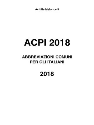 cover image of ACPI 2018 Abbreviazioni comuni per gli Italiani 2018
